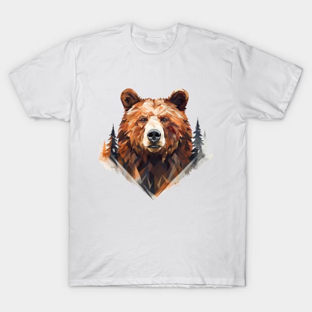 Geometric Grizzly Bear T-Shirt by The Art Mage